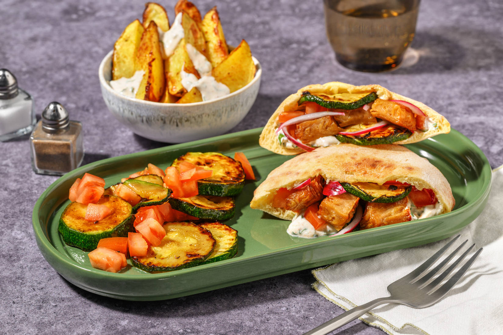 Shawarma med veggiestrimler og zucchini 