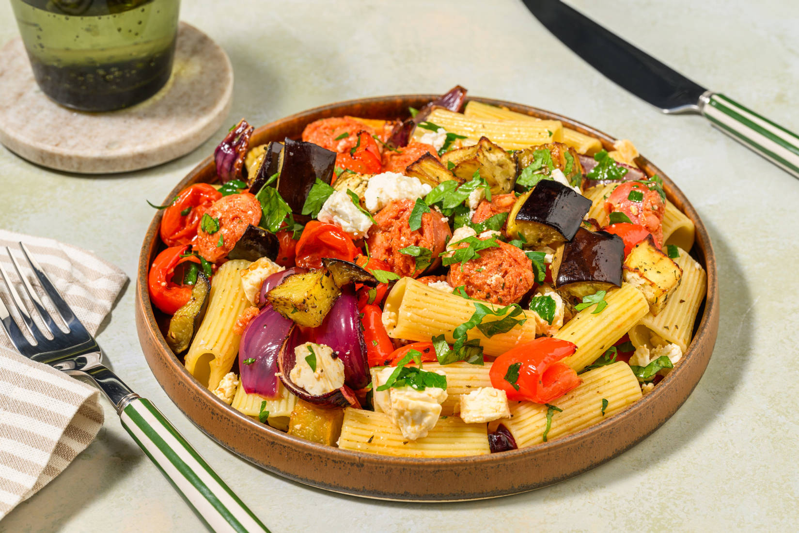 Warm Chorizo Pasta Salad