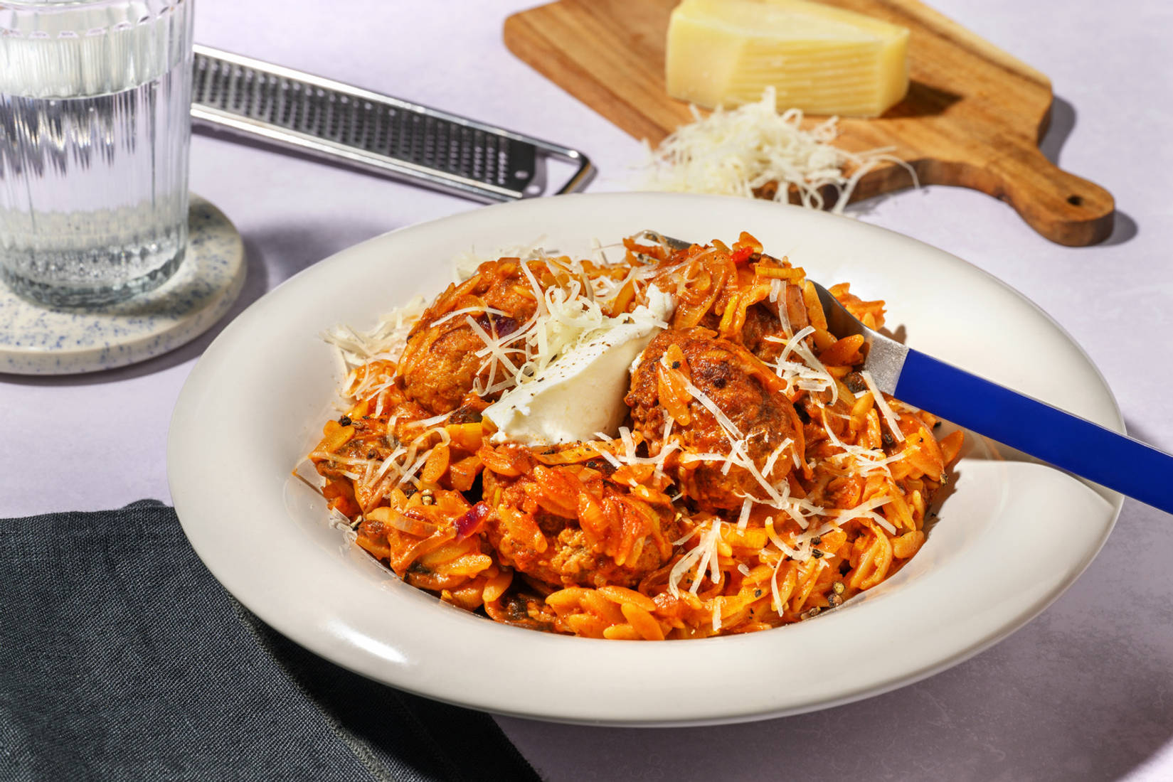 Orzo au boulettes de bœuf aux épices kefta