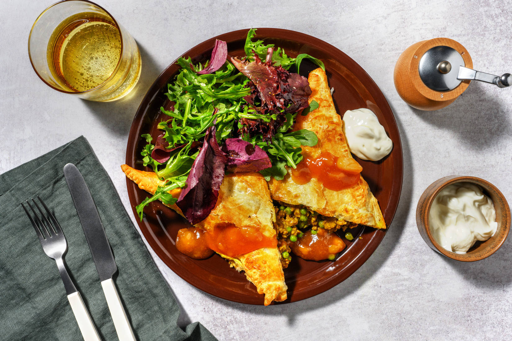 Homemade Lamb Korma and Pea Parcels