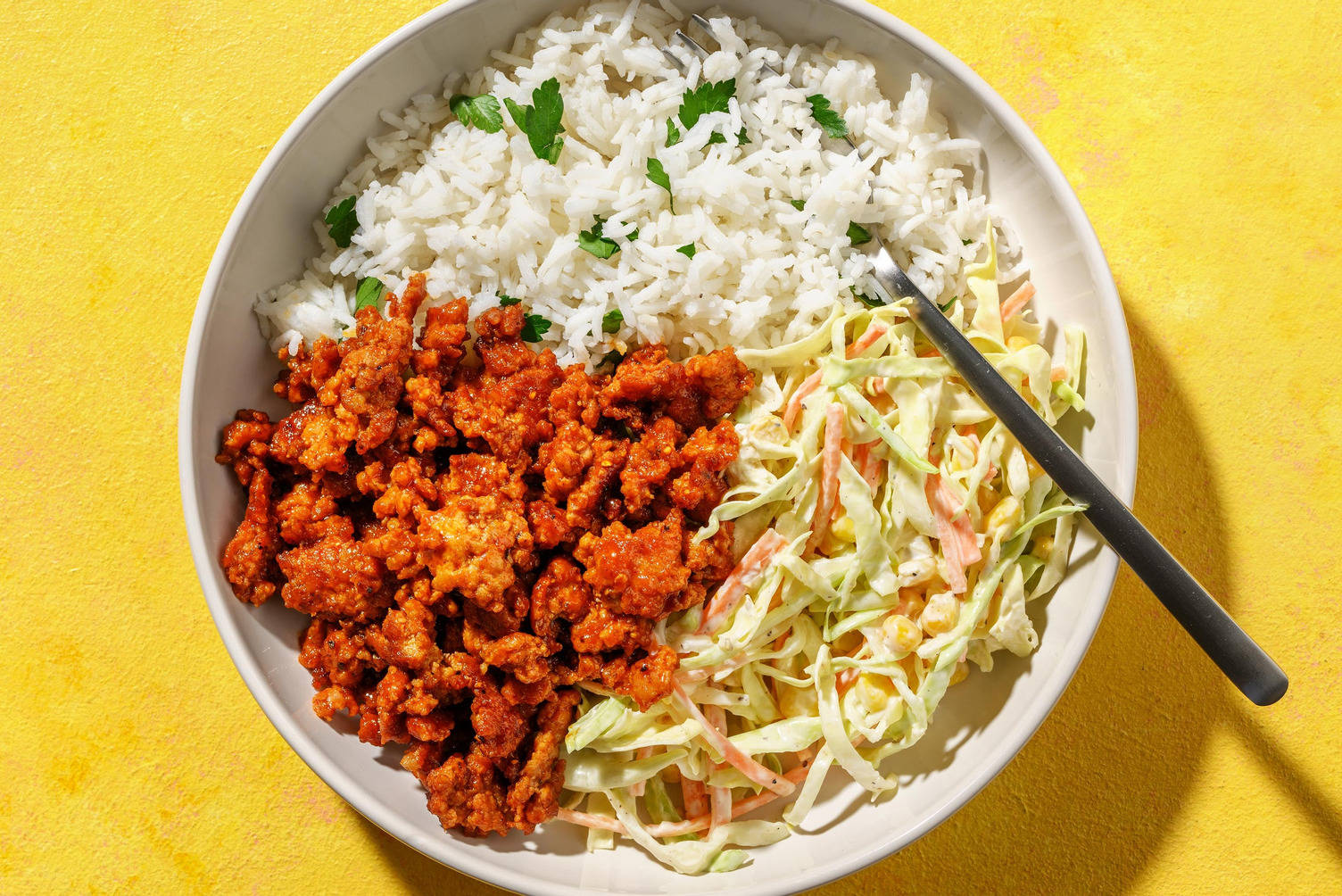 Snabb ”buffalo”-glaserad fläskfärs