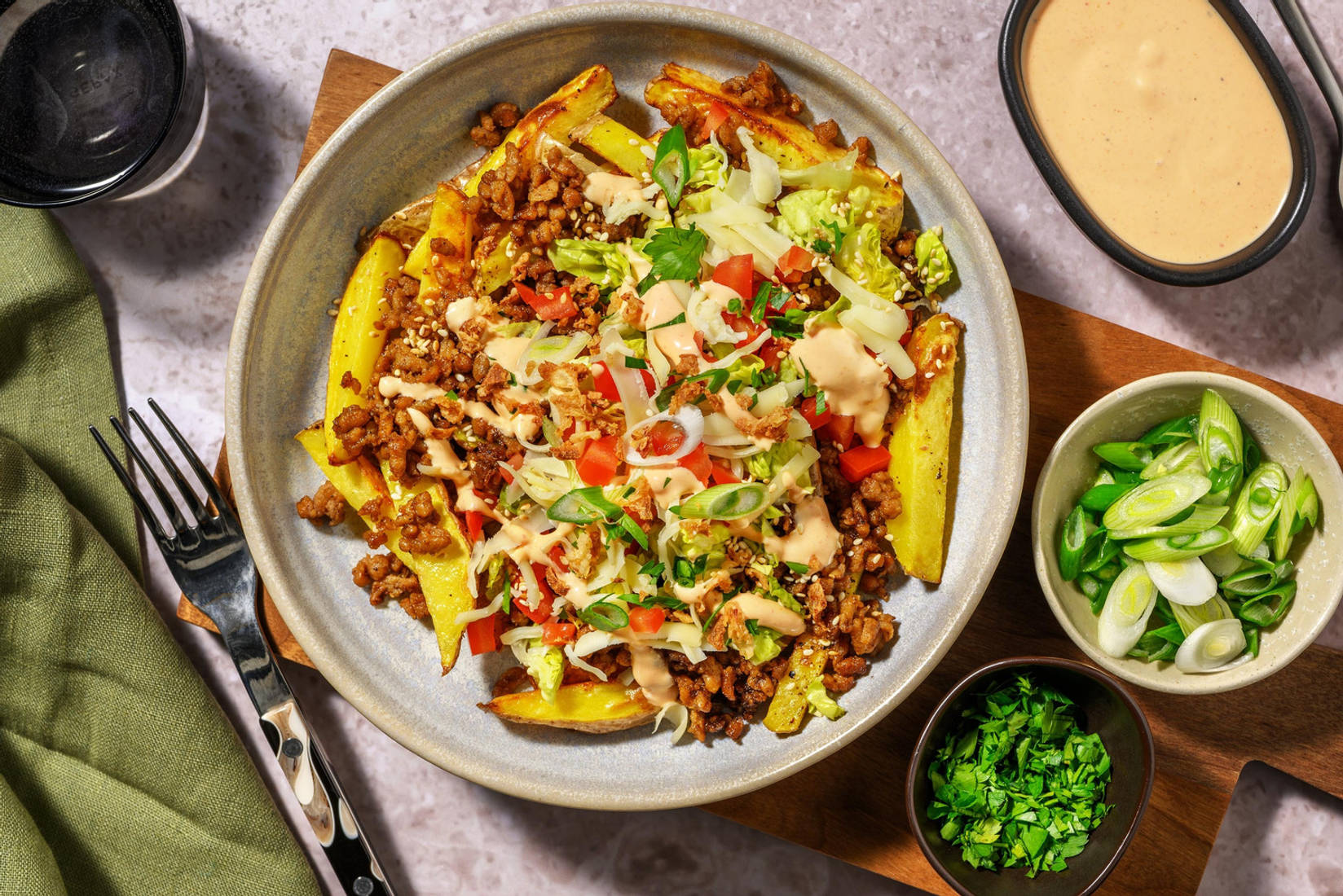 Vegetarisk cheeseburgarbowl