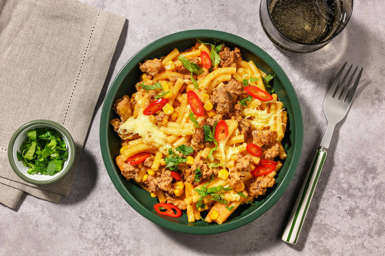 TexMex-pasta med svinekjøttdeig