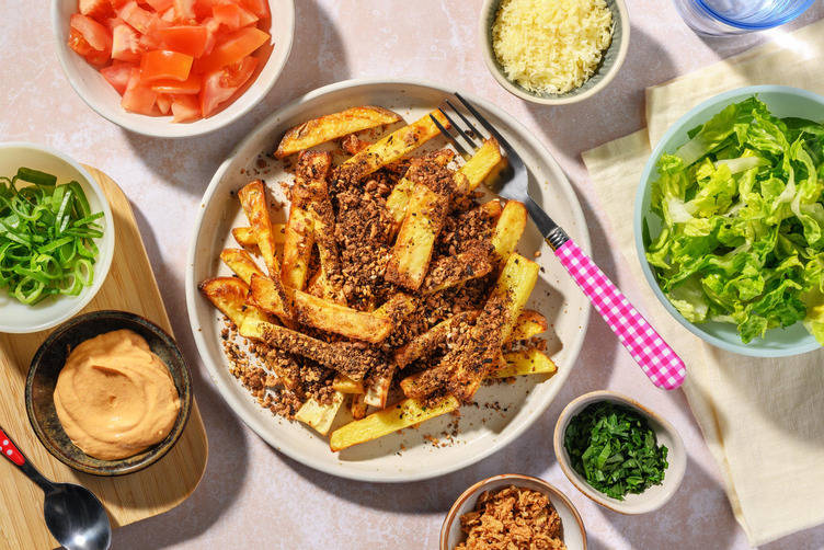 Vegetarisk cheeseburger-bowl