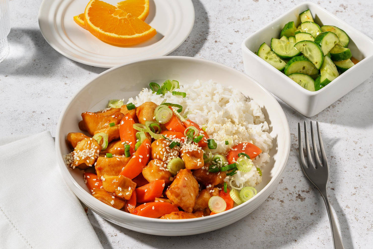 Bio-Hähnchen mit sticky Orangen-Soja-Glasur