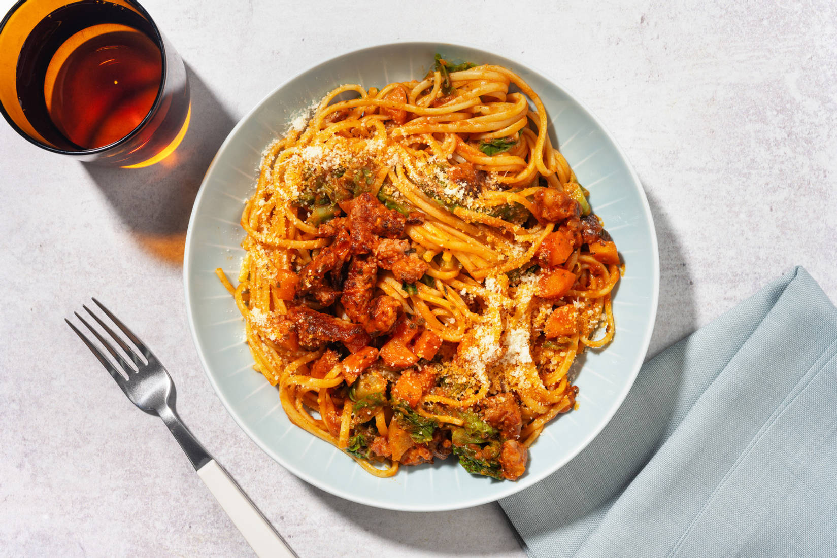 Rich Bacon and Sausage Ragu al Forno Spaghetti