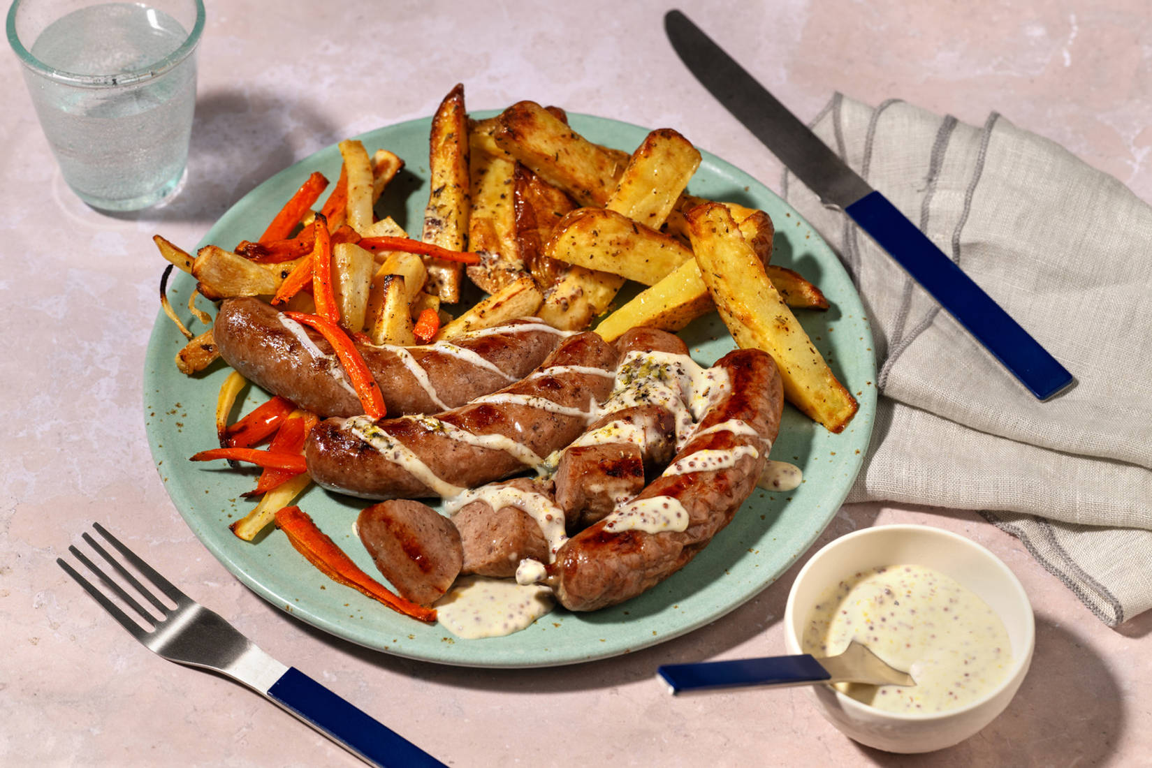 Double Cumberland Sausages in Mustard Cream Sauce