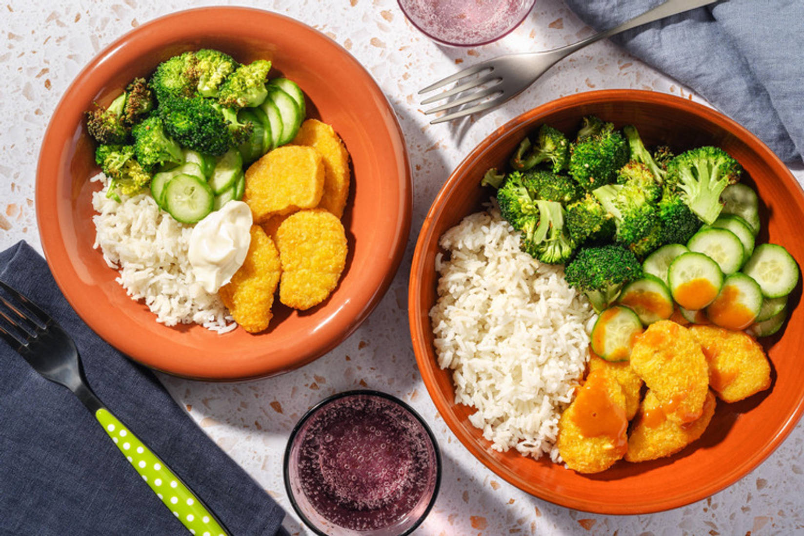 Japansk katsu-bowl med veganske nuggets