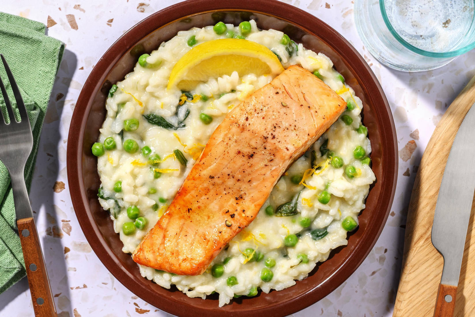 Oven-Baked Salmon and Lemon Risotto