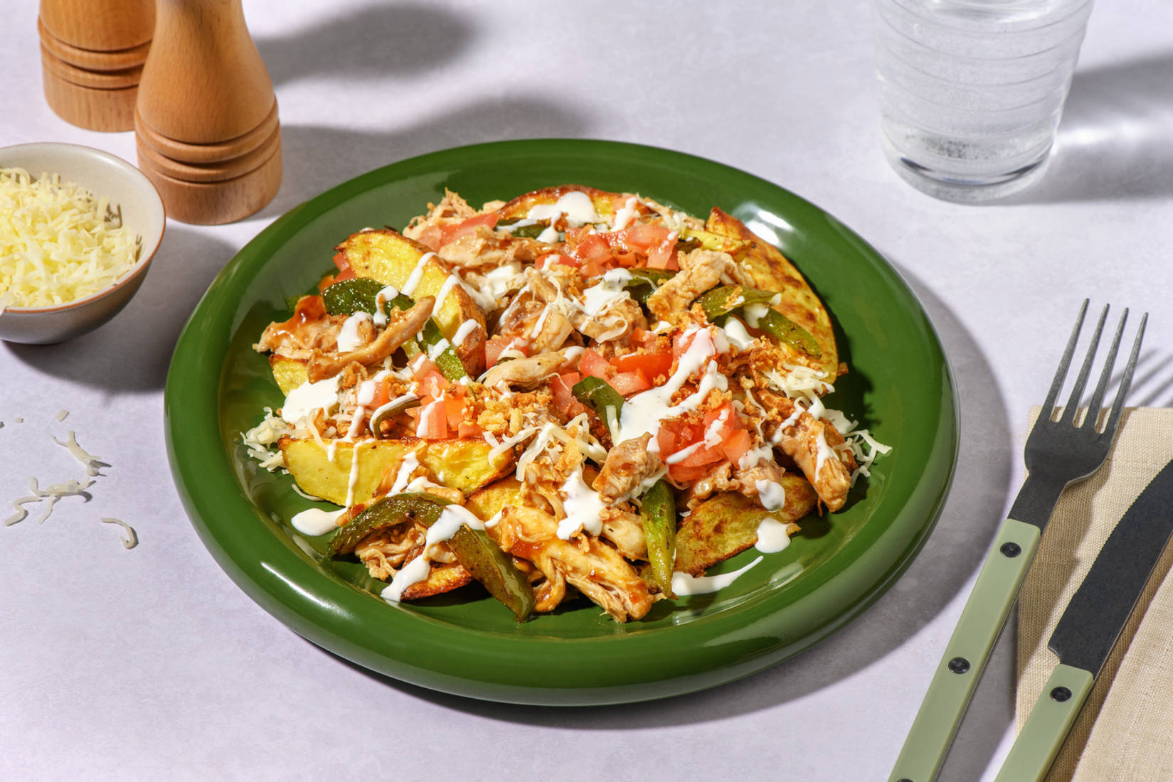 BBQ Pulled Chicken Breast and Pepper Loaded Wedges 