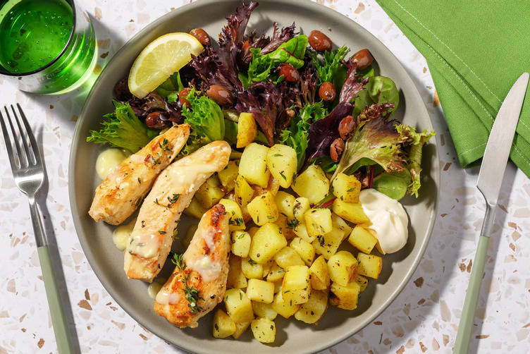 Petto di pollo express al limone e patate dorate