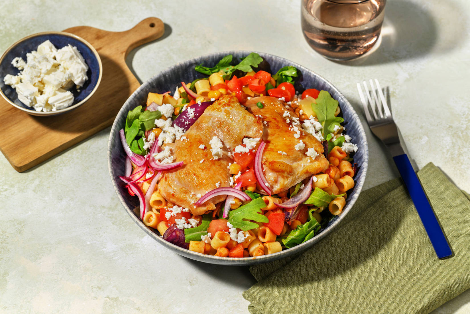 Mediterranean Style Chicken Breast and Ditali Pasta Salad