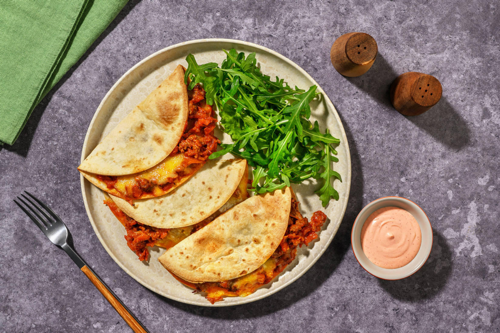 Beef Cheeseburger Inspired Quesadillas