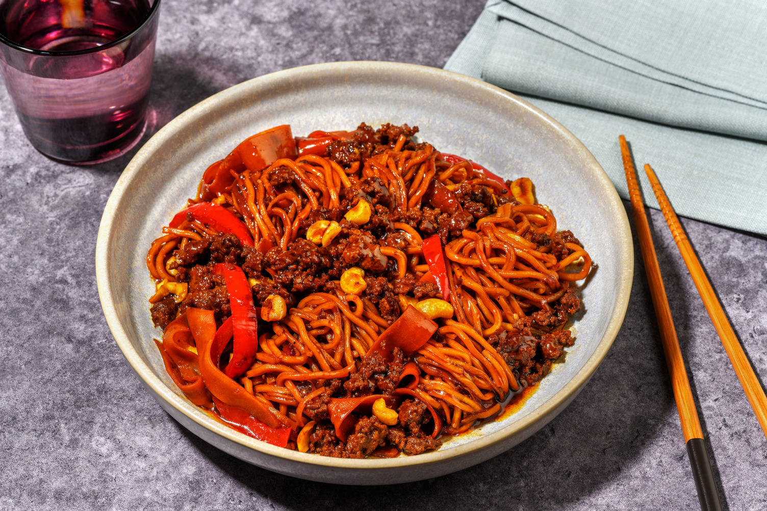 Cashew Beef Stir-Fry and Noodles