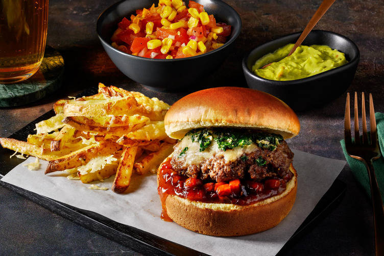 Gourmetburger med chorizochutney