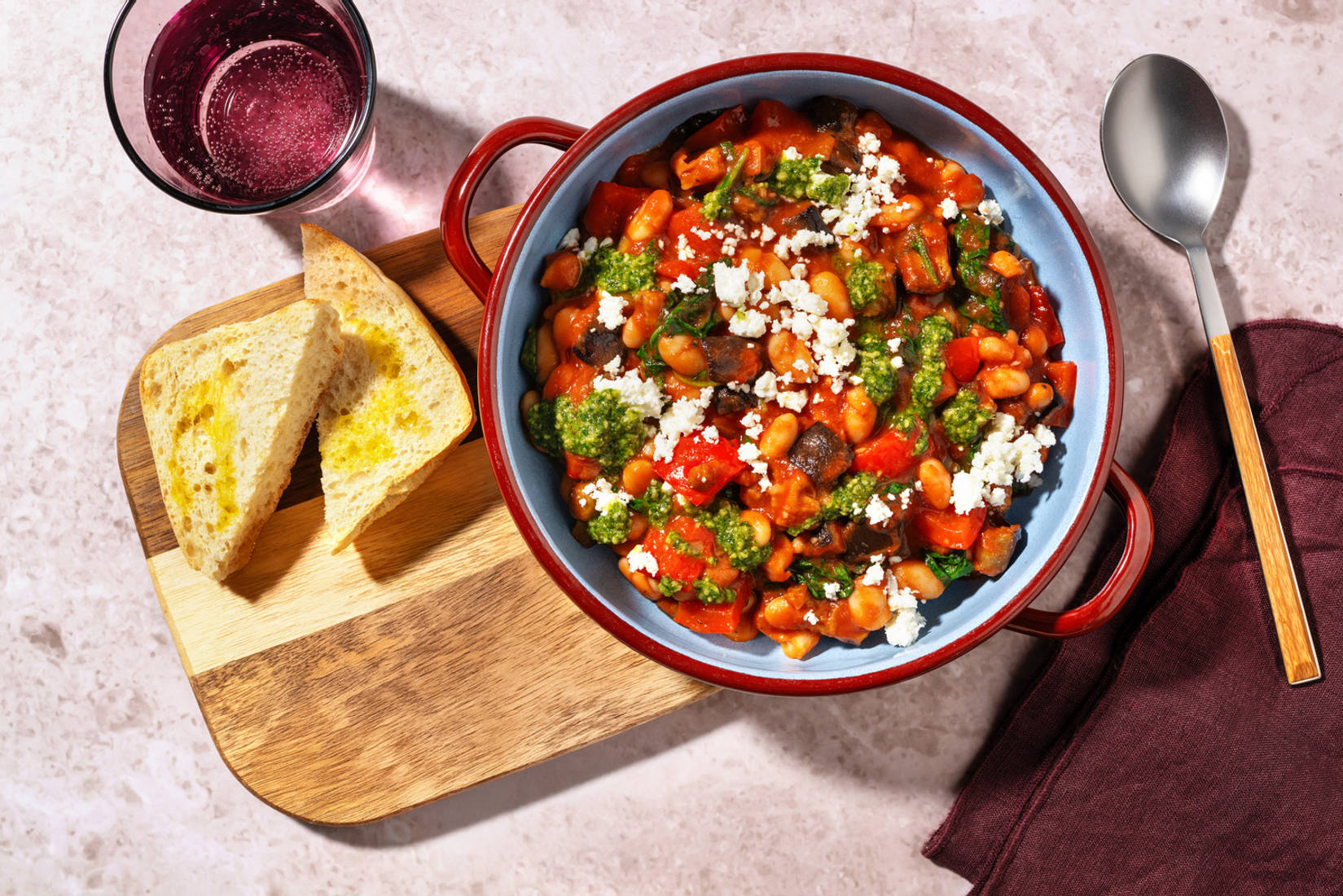 Ratatouille Style Aubergine, Bacon, Pepper & Butter Beans