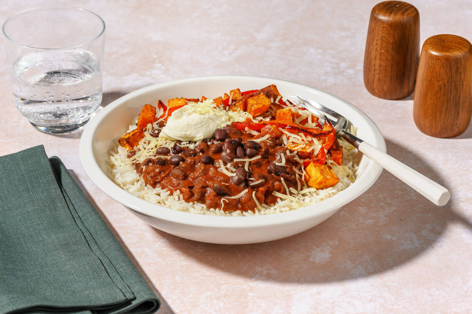 Sweet Potato and Refried Bean Burrito Bowl