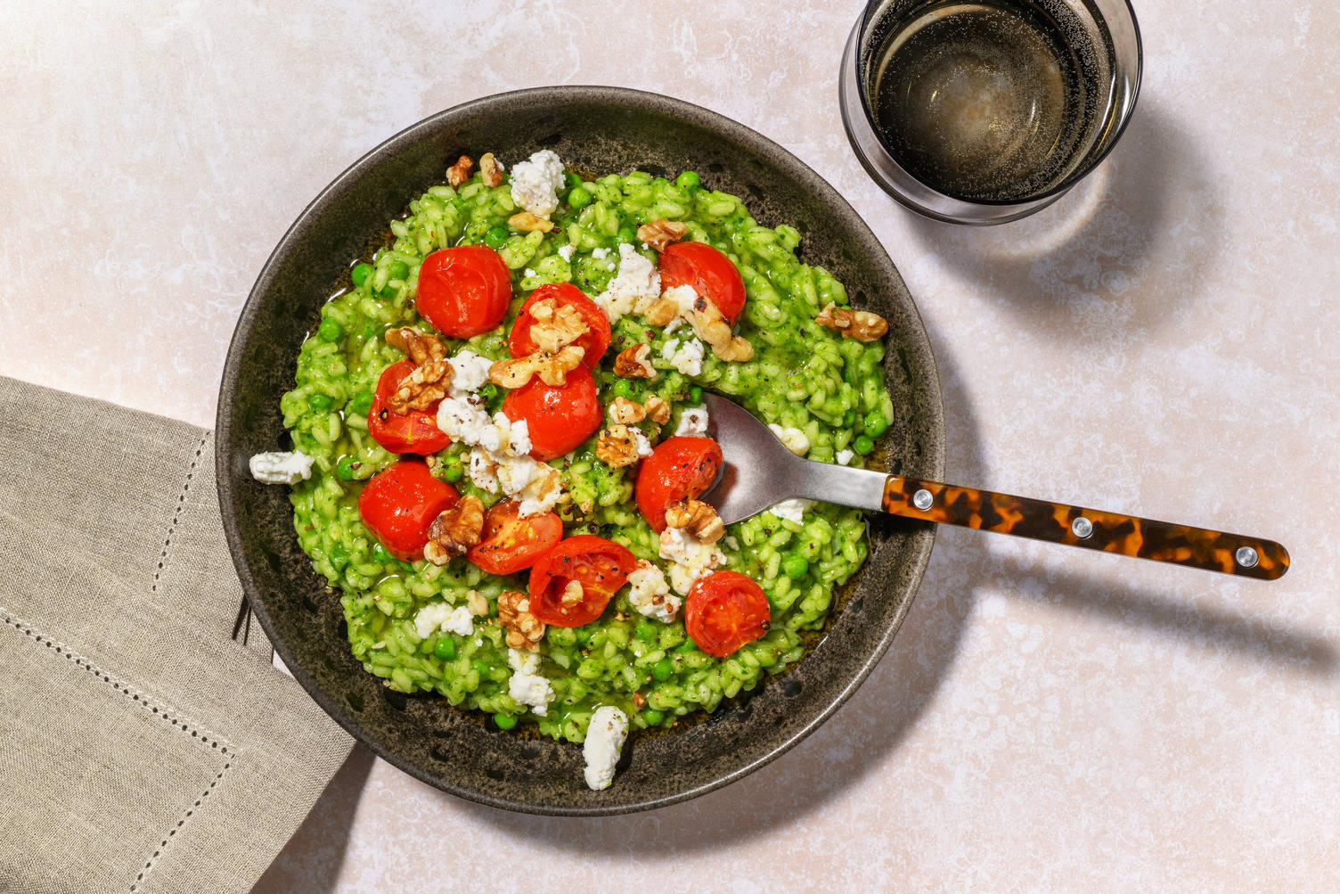 Venetian Risi e Bisi Inspired Spinach & Pea Risotto
