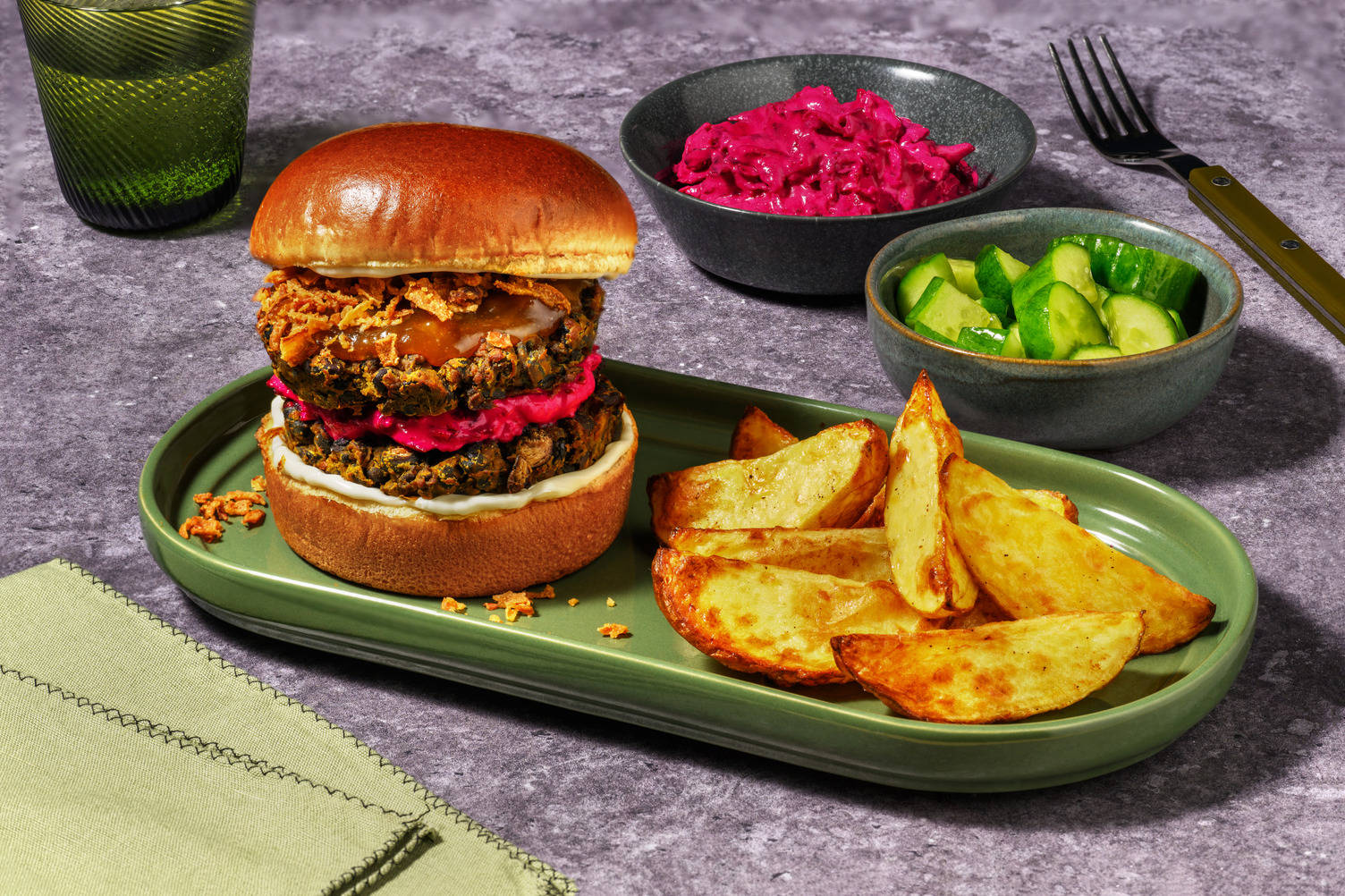 Gujarati Style Bean Patty Pav and Beetroot Raita