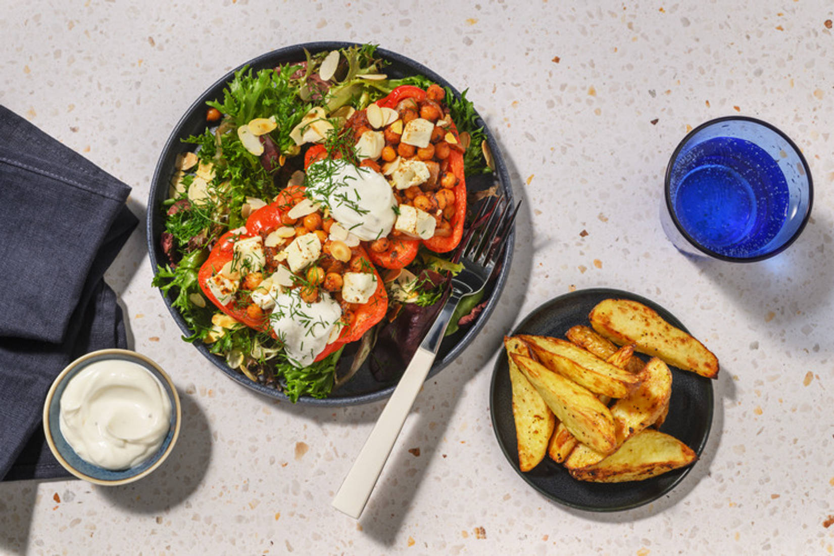 Herby Chickpea & Fetta-Stuffed Capsicums