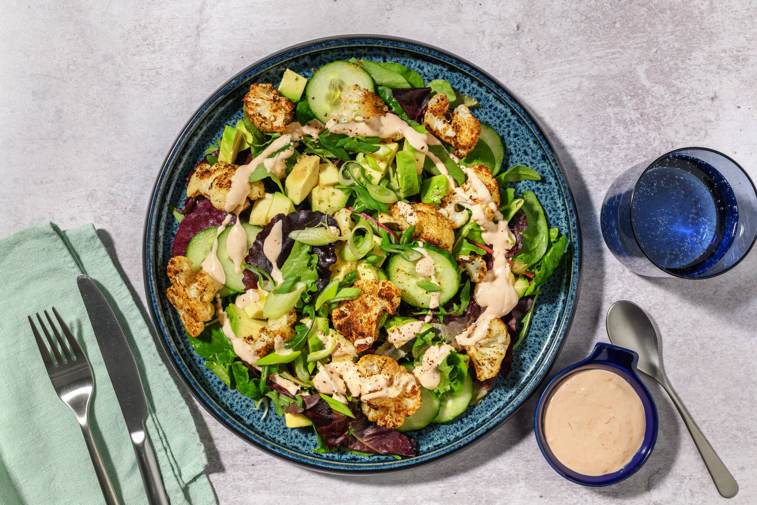Mexican Charred Cauliflower, Chicken & Avocado Salad