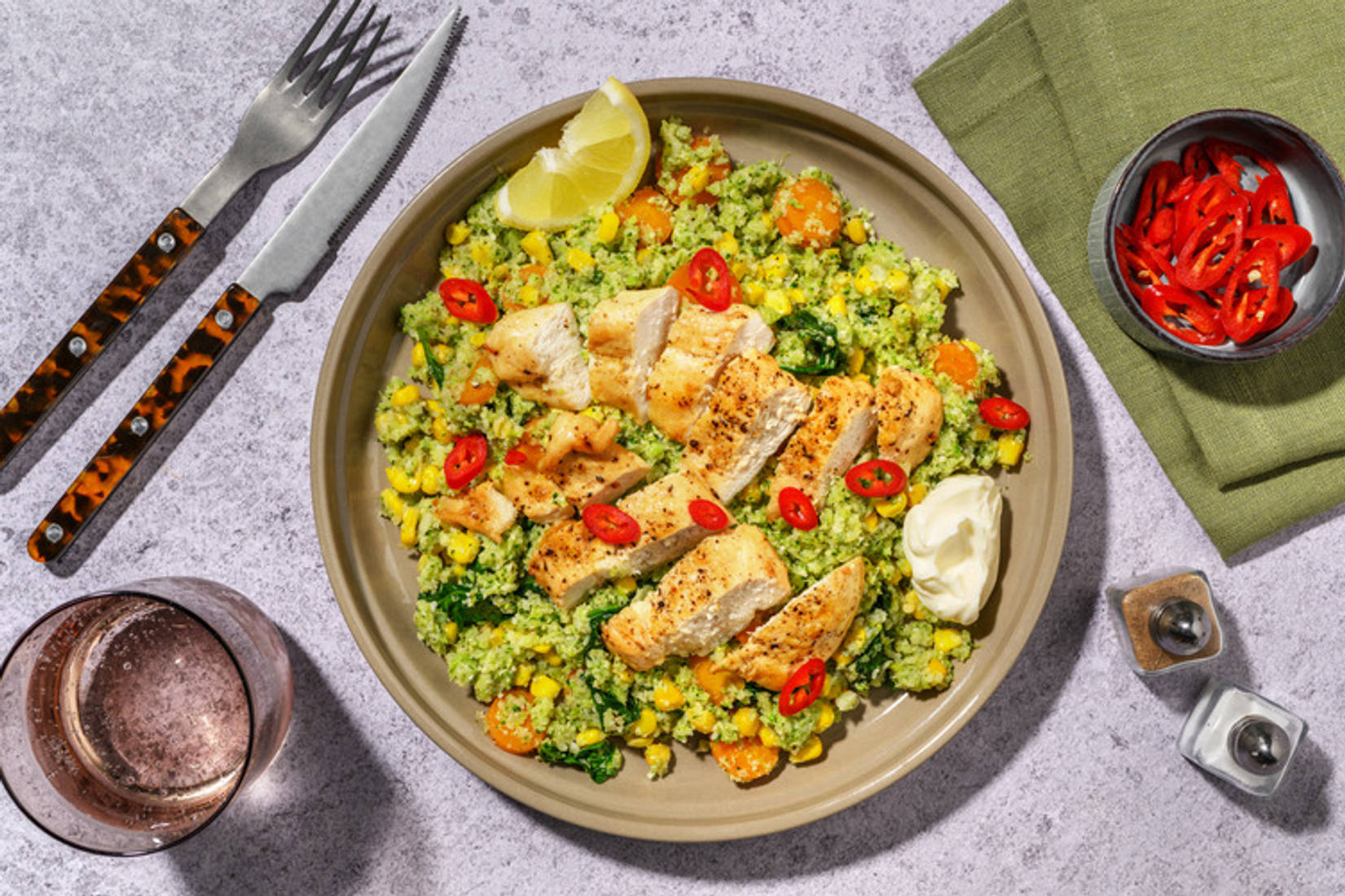 Honey Jerk Chicken & Cauli-Broccoli Rice