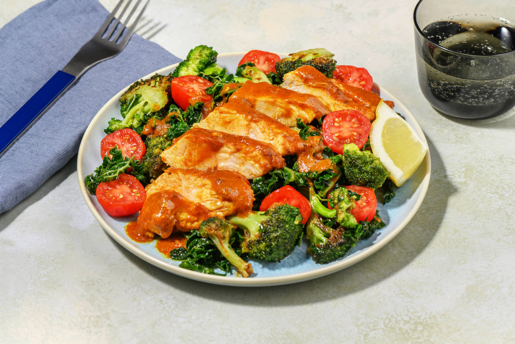 Double Harissa Chicken & Lemony Kale Salad