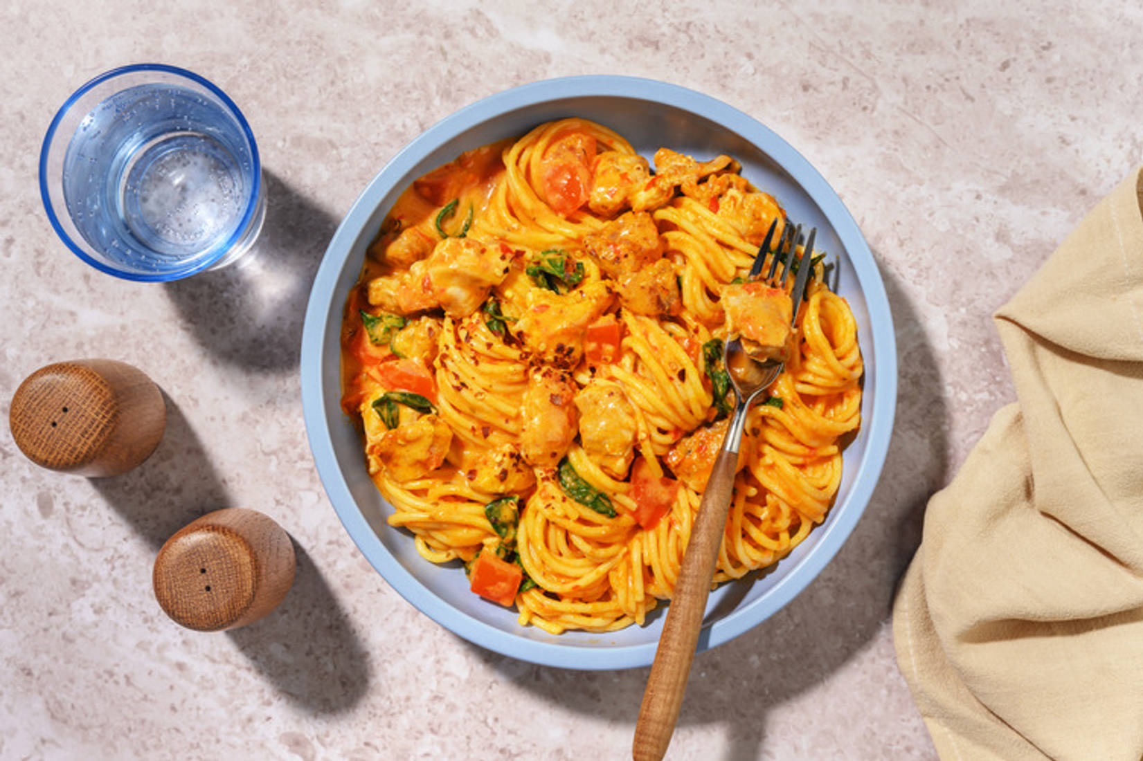 Pre-Marinated Chicken & Creamy Bacon Spaghetti