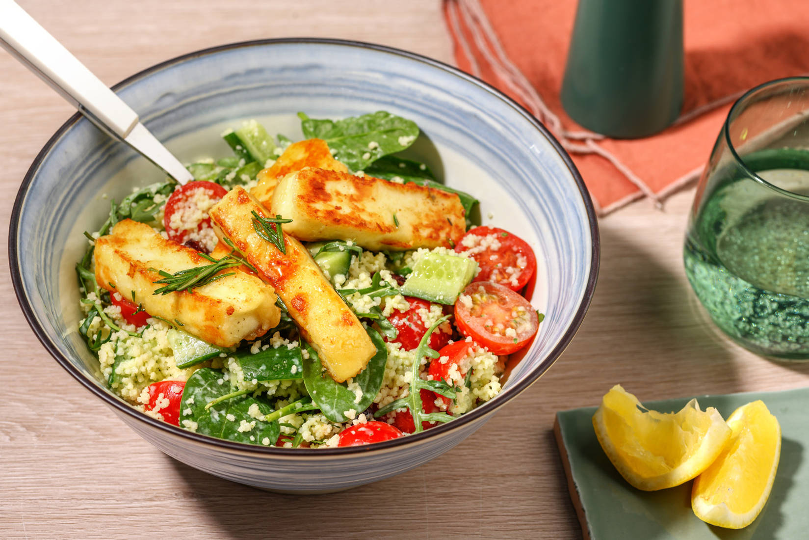 Quick Honey Haloumi & Cherry Tomato Couscous
