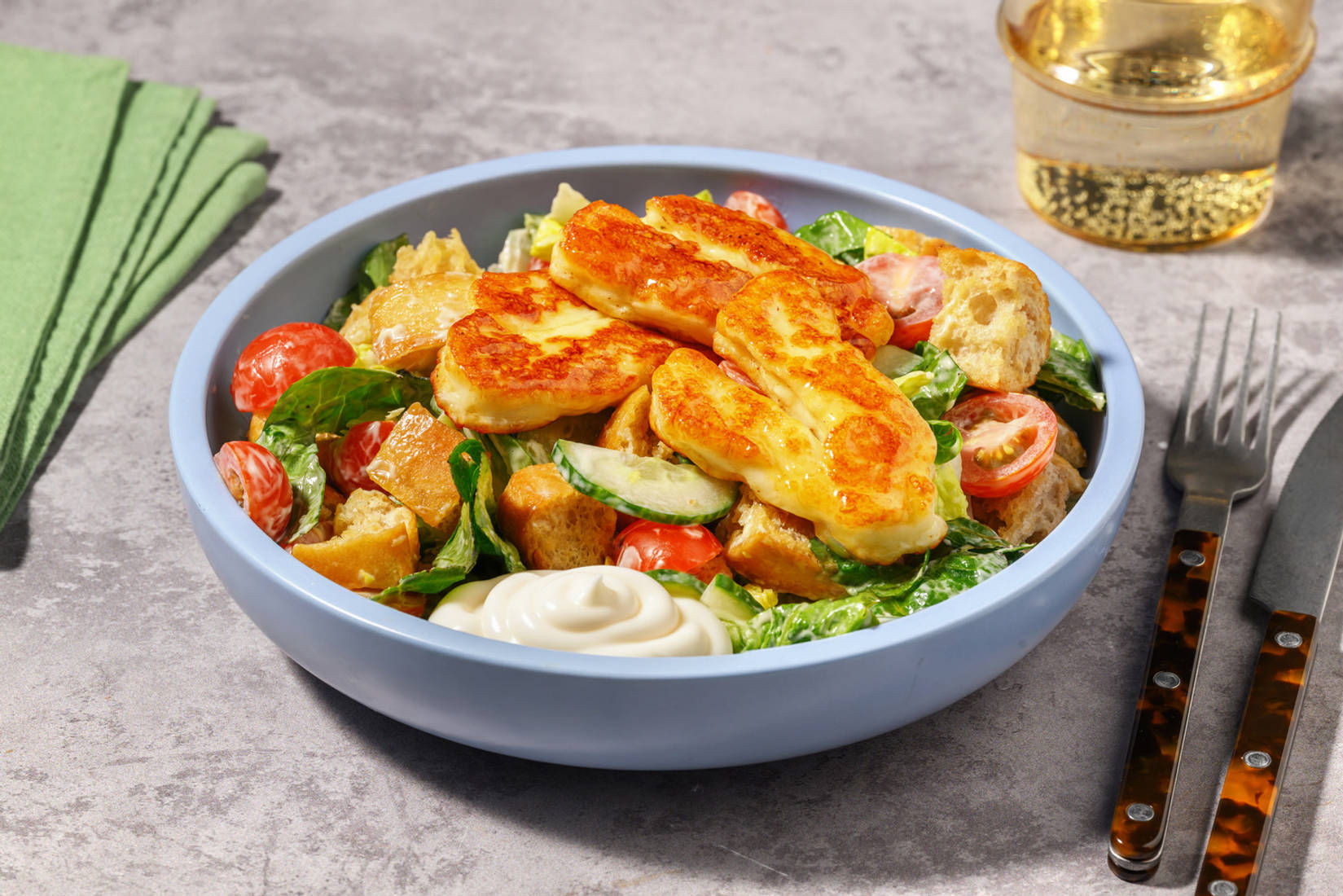 Honey-Glazed Halloumi & Caesar-Style Salad