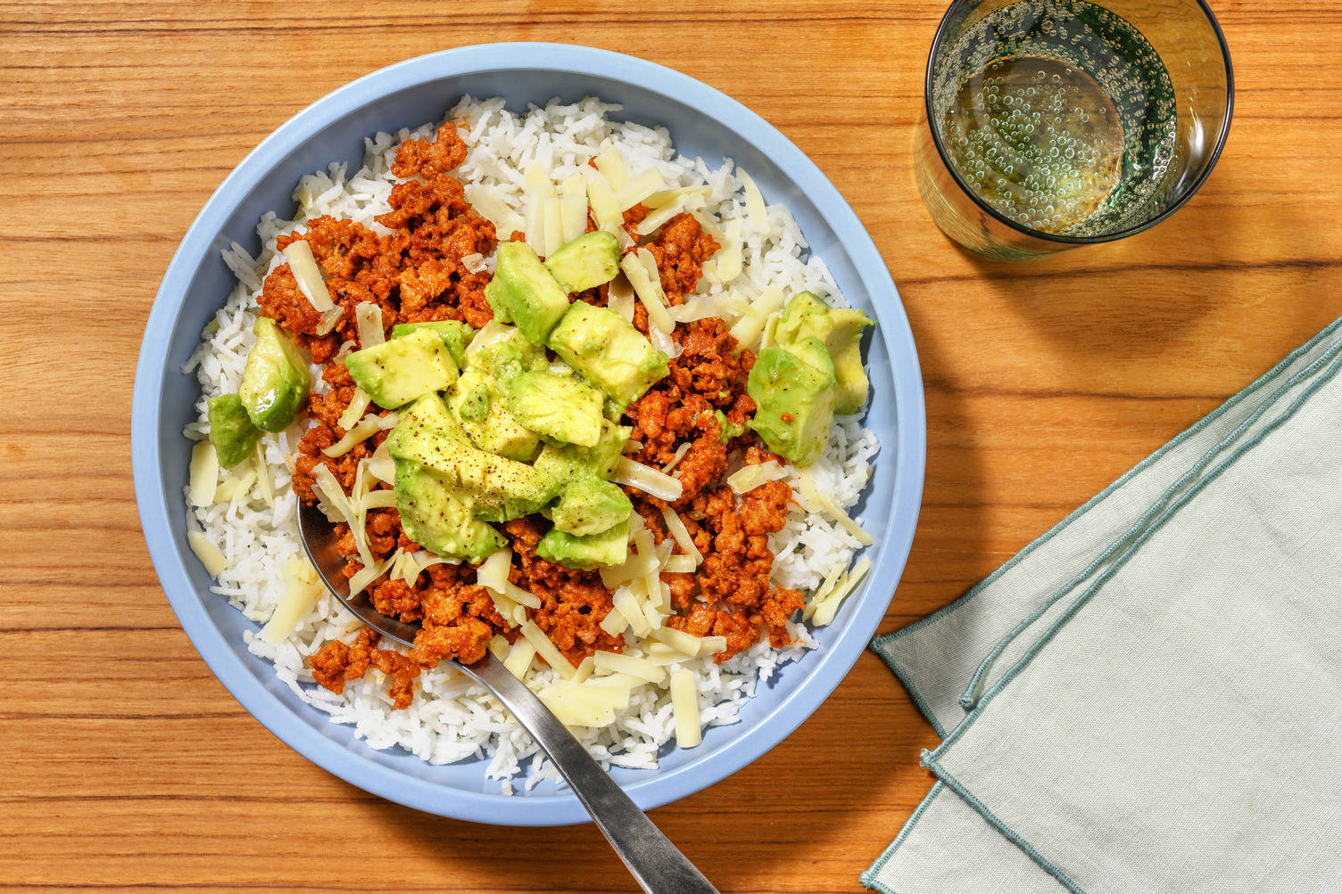 Cheesy Naked Double Beef Burrito Rice Bowl