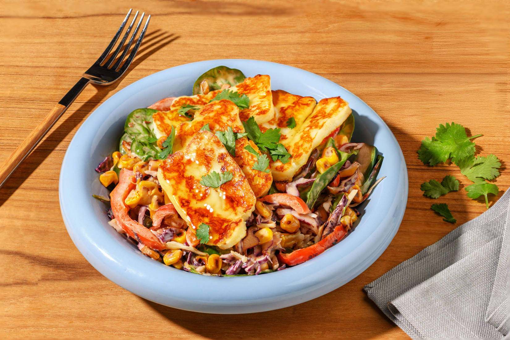 Easy Honey Halloumi & Chipotle Slaw Bowl