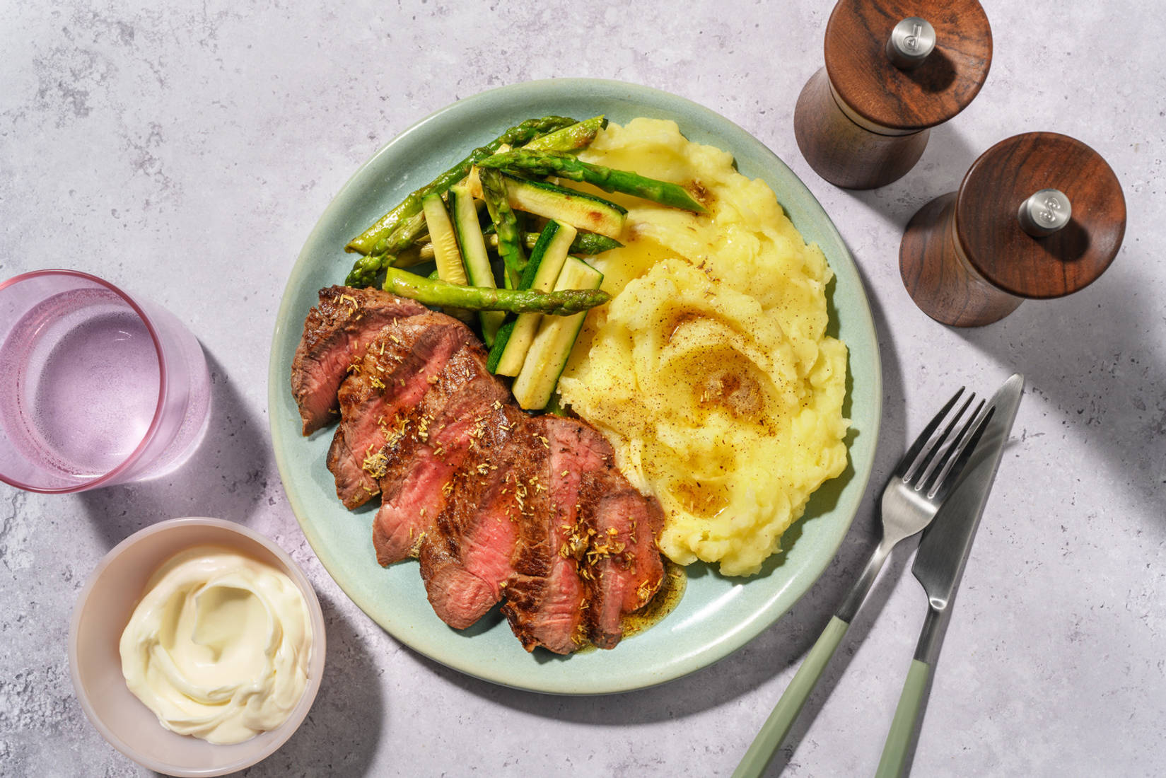 Double Seared Steak & Rosemary Sauce