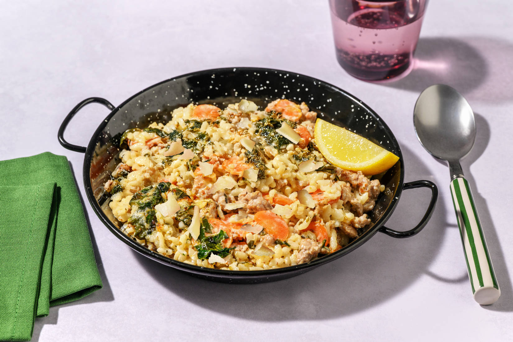 Rustic Double Pork & Baby Broccoli Risotto