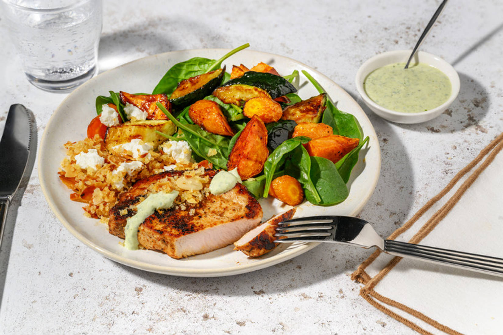 Pan-Seared Beef & Garlic-Almond Crumb