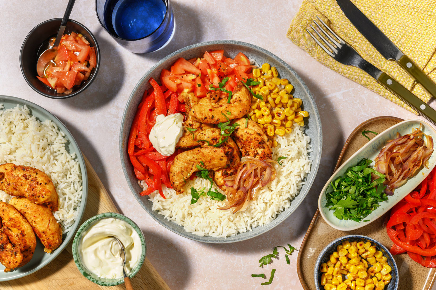 Family-Style Double Chicken Fajita Bowls