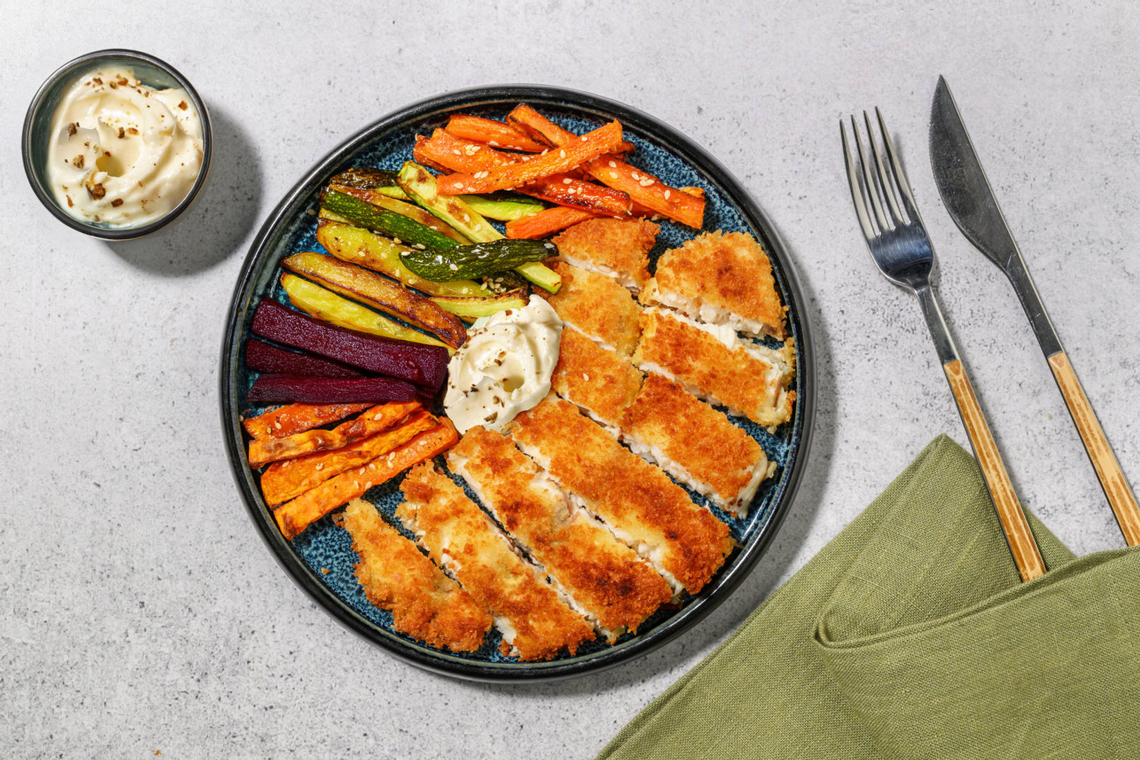 Crunchy Fish Fingers & Rainbow Veggie Fries