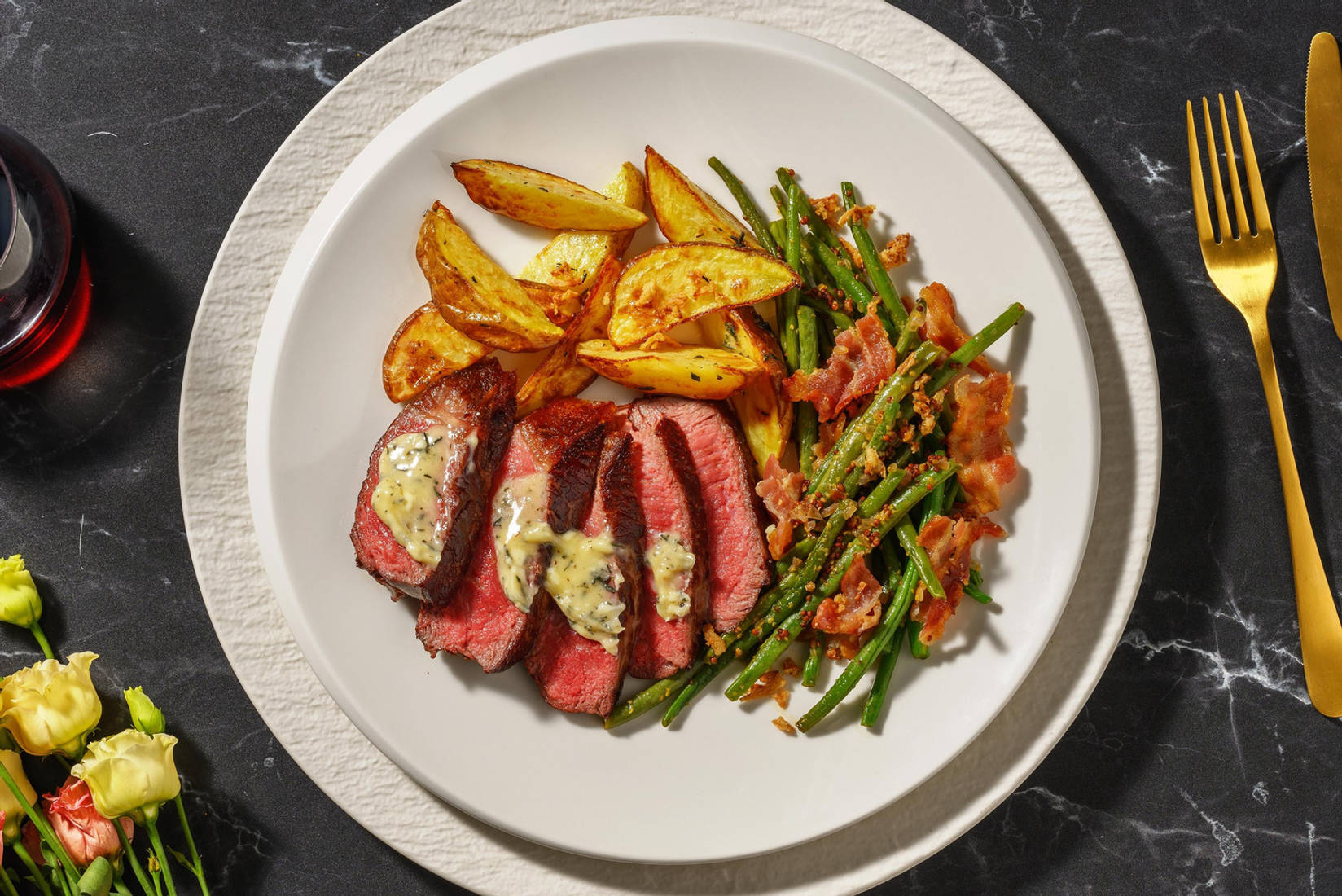 Seared Top Sirloin Steak with Thyme Butter