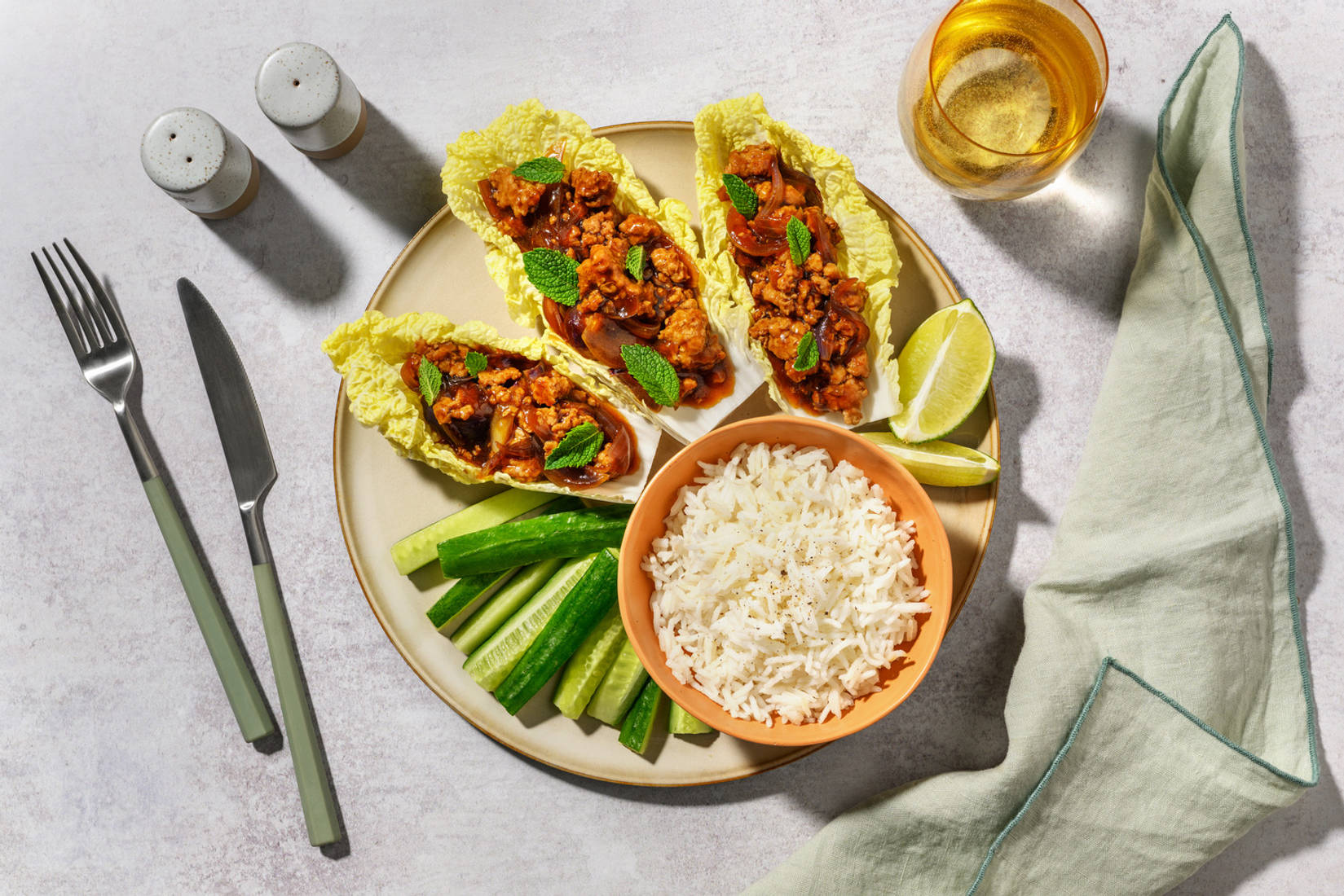 Thai Ginger Pork Larb & Bambino Wombok Cups