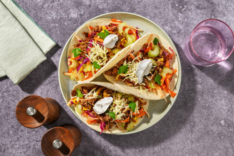 Quick Double Tex-Mex Beef & Cheddar Tacos