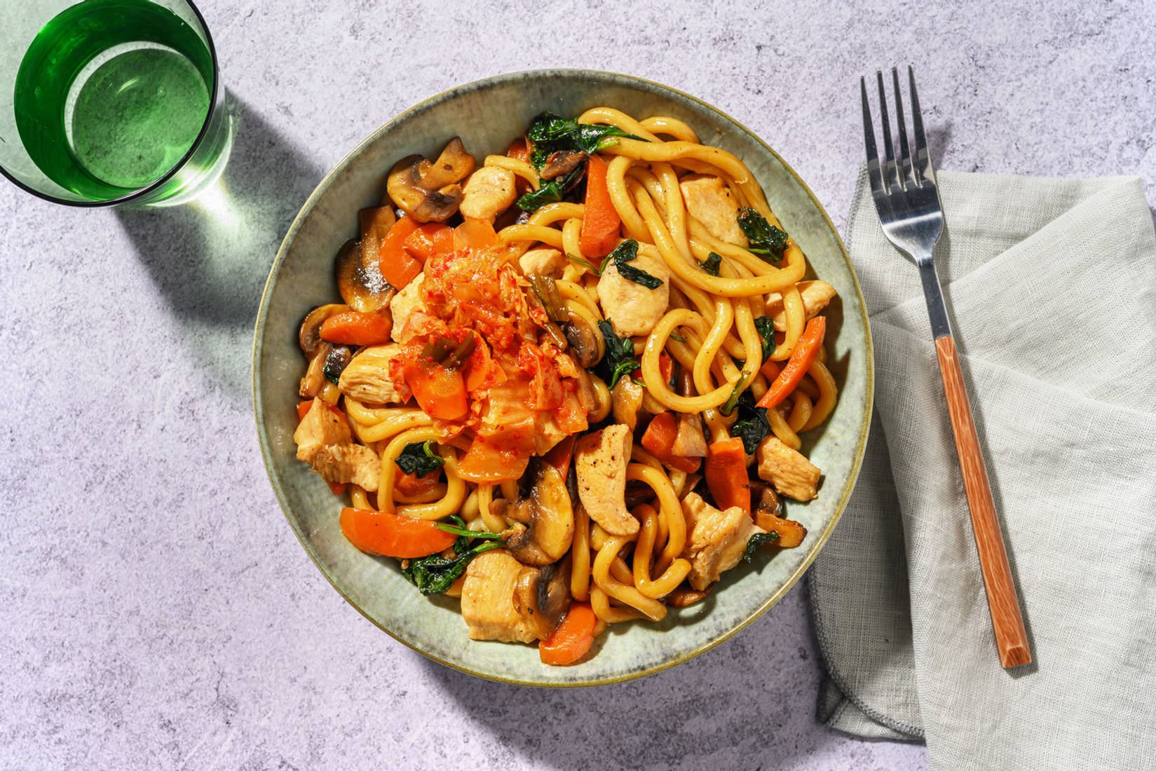 Express Tofu & Kimchi Udon Noodle Stir-Fry