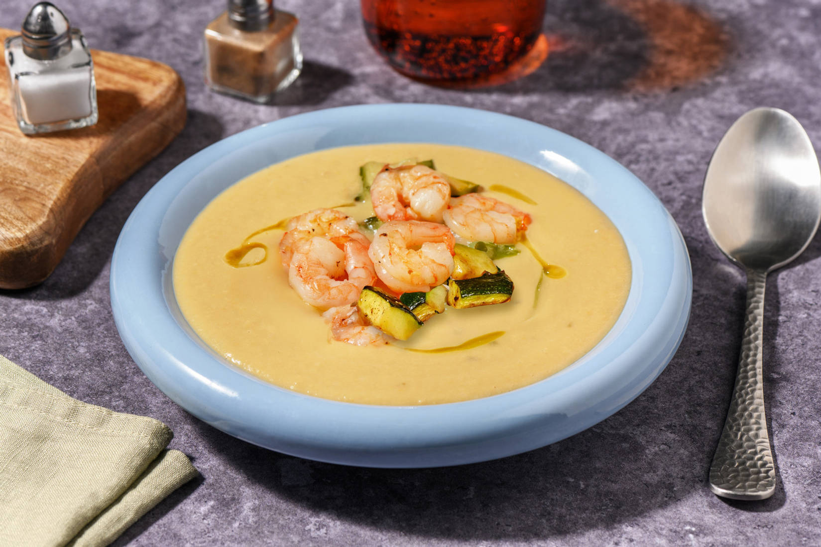 Crema di ceci e mazzancolle sale e pepe