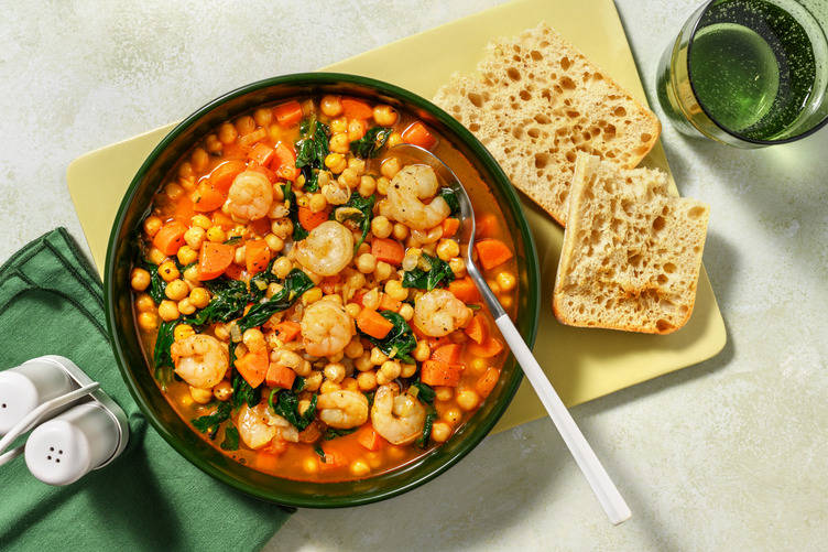 Chickpea and Garlic Double Prawn Estofado