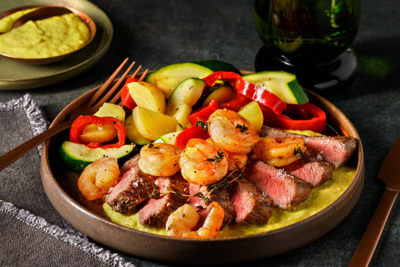 Surf & Turf! Rindersteak und Garnelen