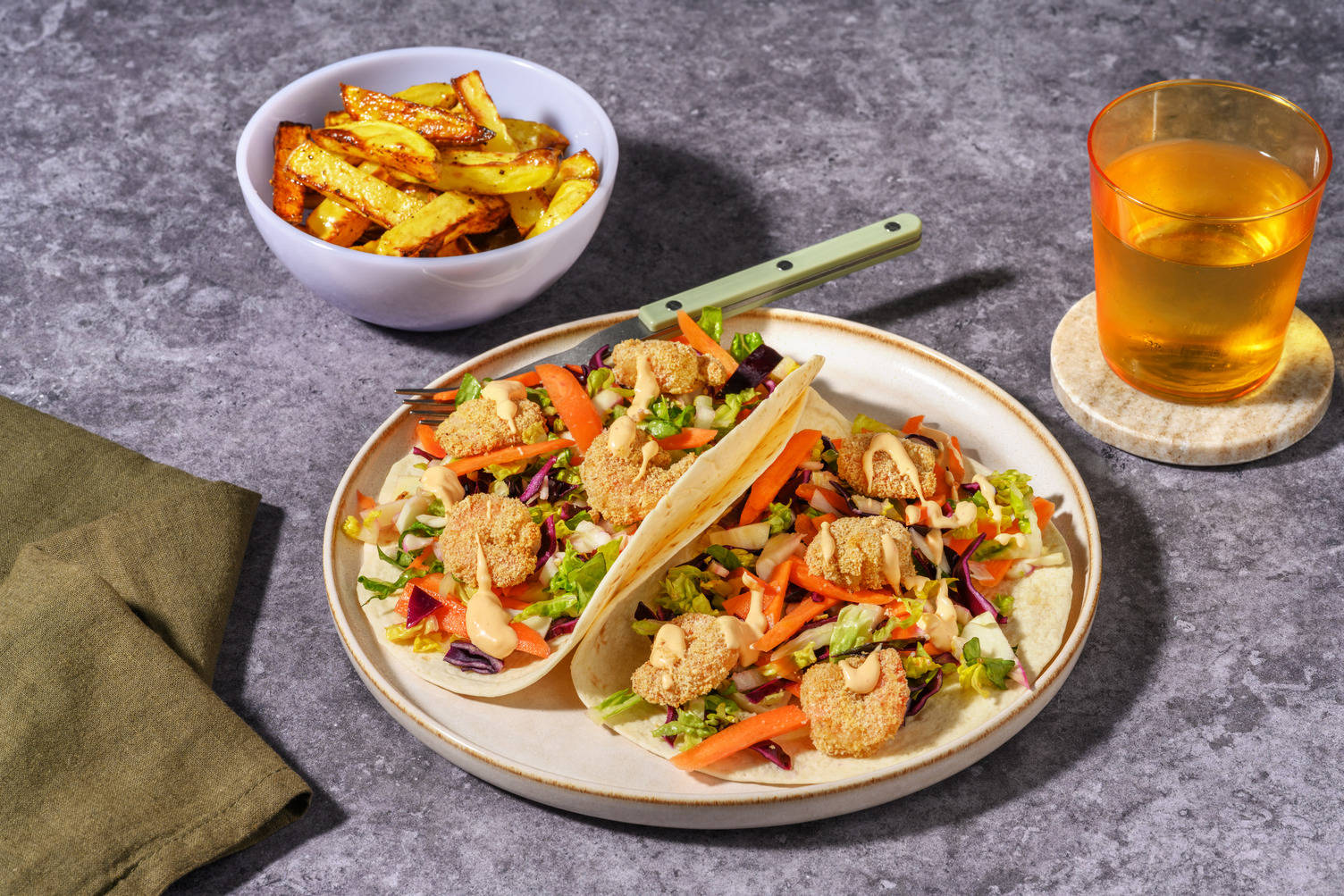 Jerk Spiced Crispy Prawn Tacos