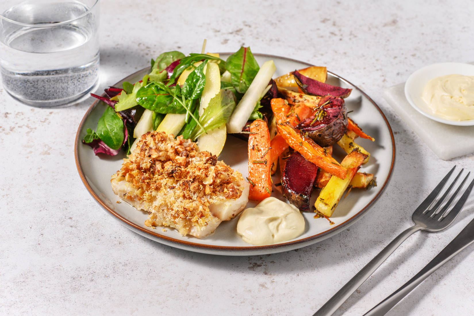 Valnøddepaneret hvid fisk