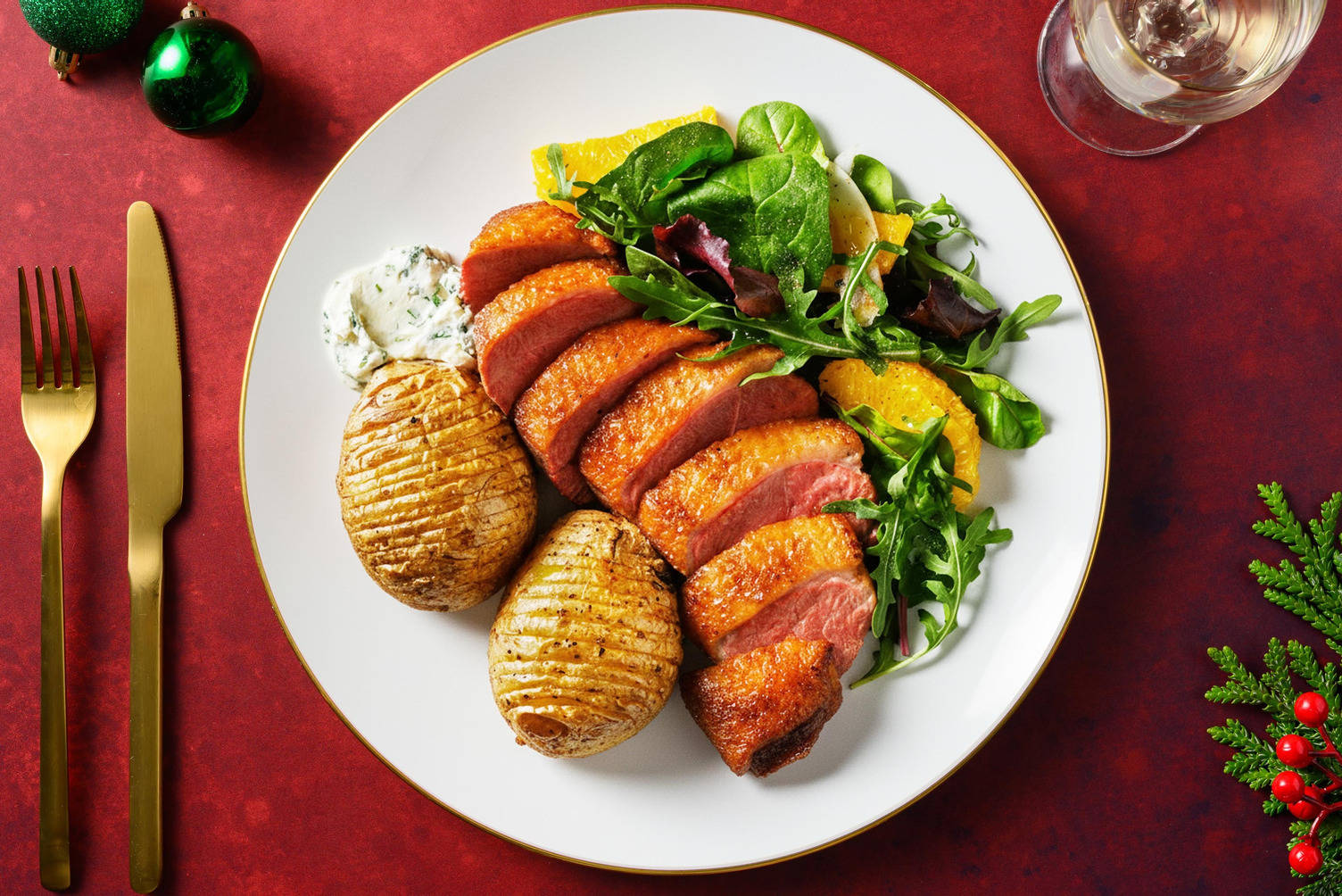 Stekt ankbröst och hasselbackspotatis