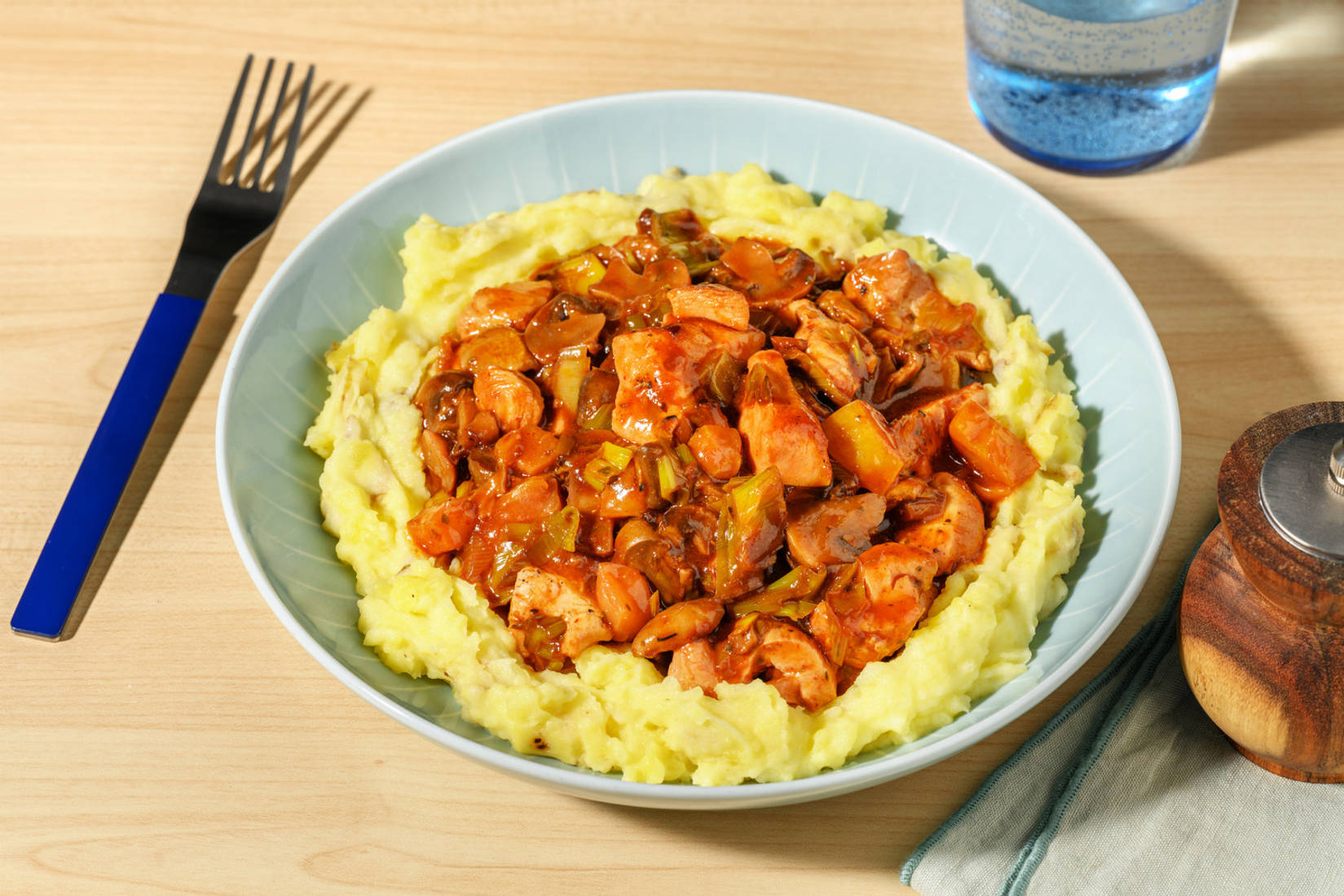 Red Wine Double Chicken, Mushroom and Leek Stew