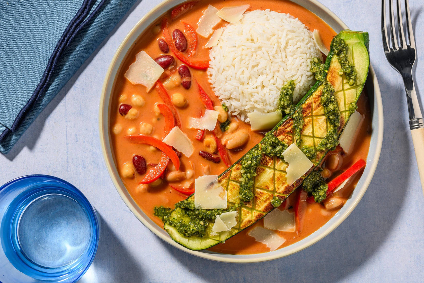 Courgette met romige bonenstoof