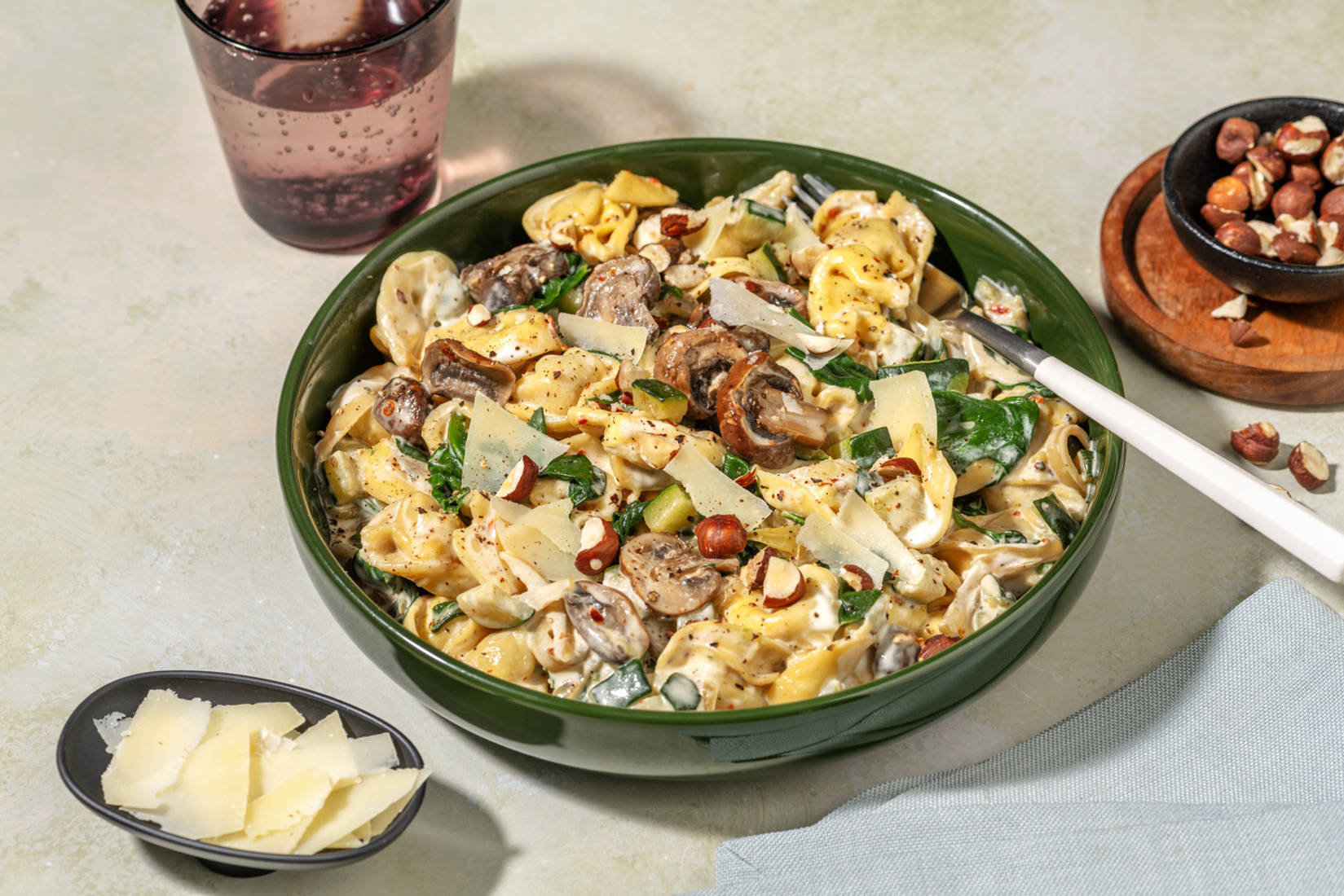 Spinat- og ricottafyldt tortelloni